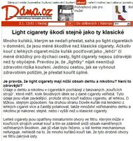Light cigarety škodí stejně jako ty klasické