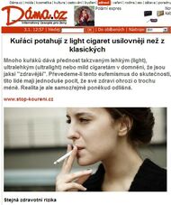 Kuřáci potahují z light cigaret usilovněji než z klasických